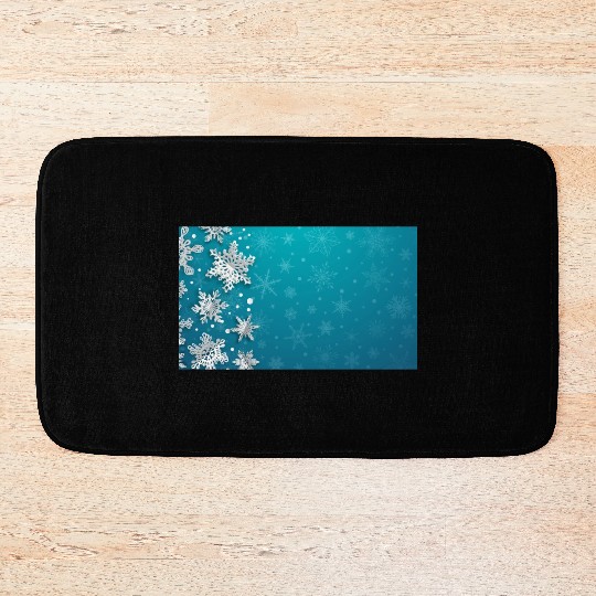 Elegant Christmas Snowflakes Pattern Teal Bath Mats