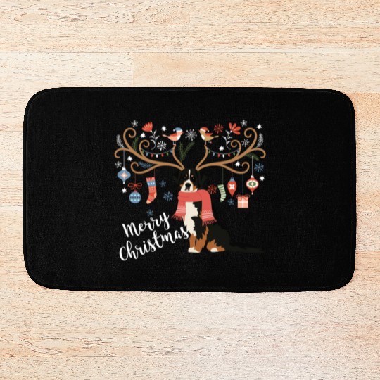 Bernese Mountain Dog Christmas Bath Mats