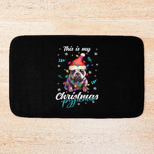 Winter Christmas Pyjama Bulldog Bath Mats