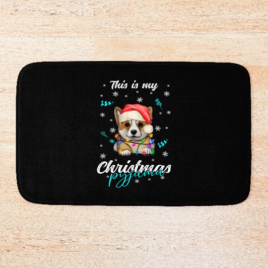 Winter Christmas Pyjama Corgi Bath Mats
