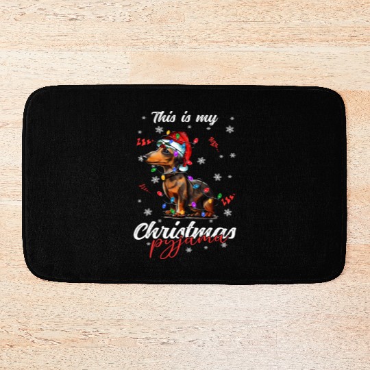 Winter Christmas Pyjama Dachshund Bath Mats