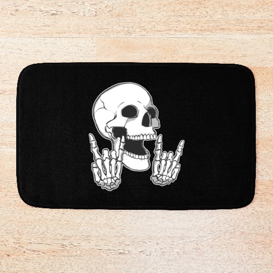 Spooky Skull Heavy Music Halloween Design Bath Mats