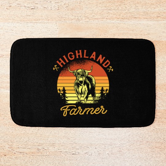 Highland Cow Farmer Grass Puppy Cow Whisperer Bath Mats