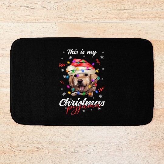 Winter Christmas Pyjama Golden Retriever Bath Mats