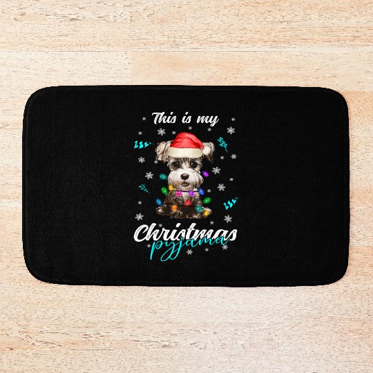 Winter Christmas Pyjama Miniature Schnauzer Bath Mats