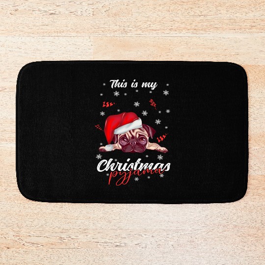 Winter Christmas Pyjama Pug Bath Mats