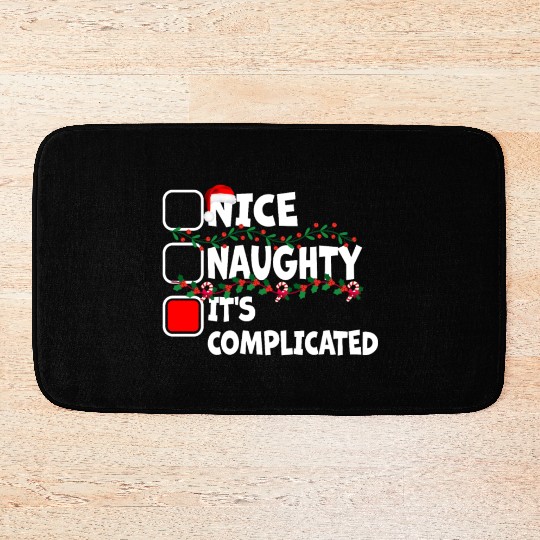 Nice Naughty It's Complicated Christmas List Santa Bath Mats