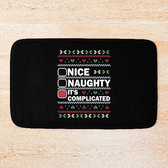 Nice Naughty It's Complicated Christmas List Santa Bath Mats