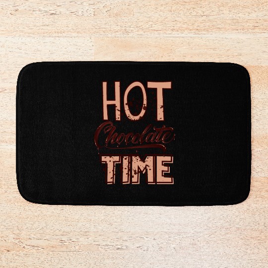 Cute winter quotes - hot chocolate time Bath Mats