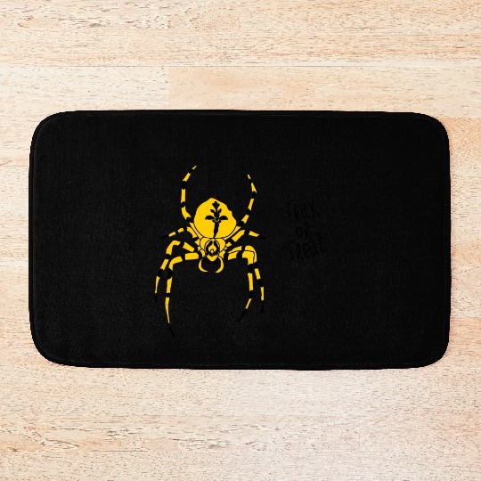 yellow black stripes spider trick or treat Bath Mats