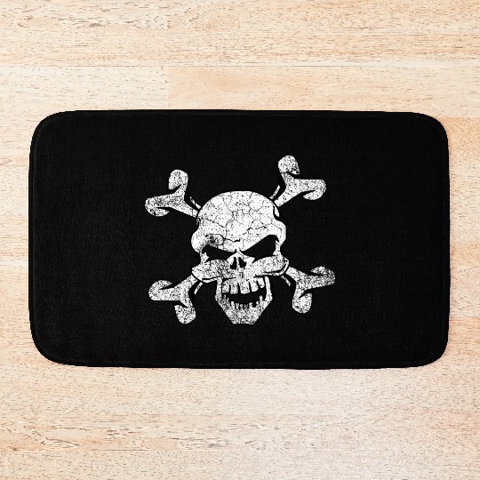 Distressed Skull And Crossbones Bath Mats