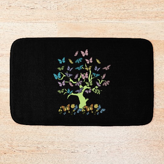 Colorful Butterflies Forest Nature Trees Bath Mats