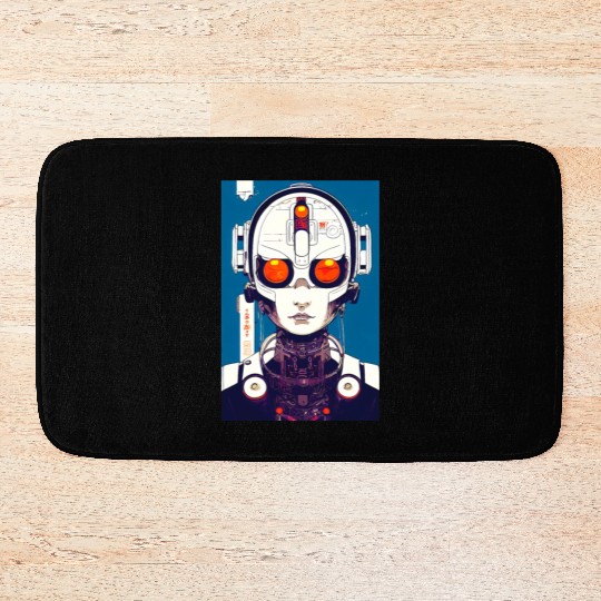 Cyberpunk Chibi Girl Bath Mats