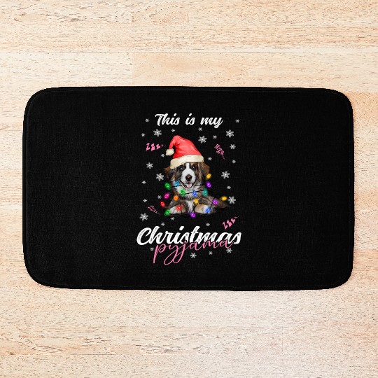 Winter Christmas Pyjama Australian Shepherd Bath Mats