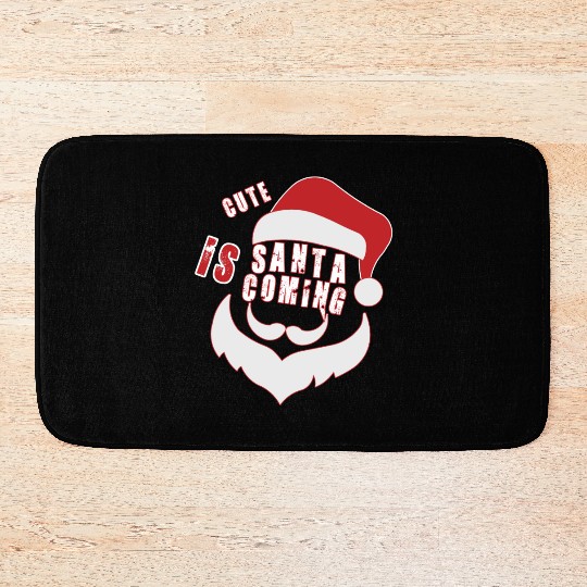 Christmas Cute Santa Is Coming Santa Candy Cane Bath Mats