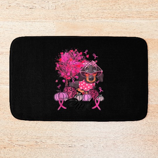 Breast Cancer Pink Dachshund Bath Mats