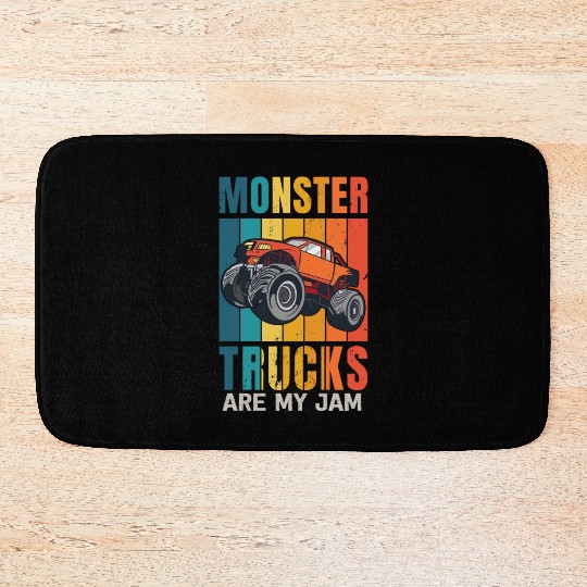 Monster Trucks Are My Jam Vintage Retro Bath Mats
