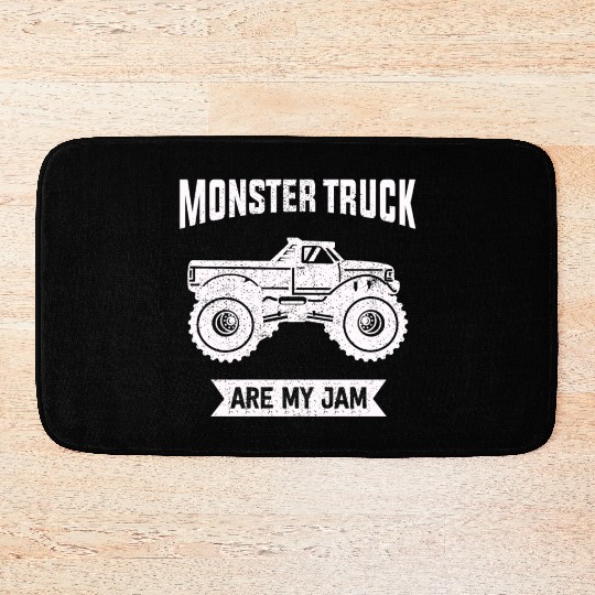 Monster Trucks Are My Jam Vintage Retro Bath Mats