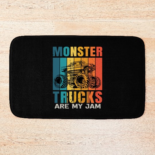 Monster Trucks Are My Jam Vintage Retro Bath Mats