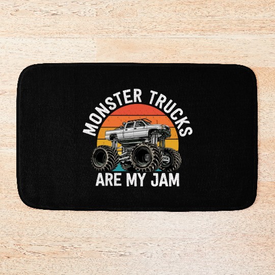 Monster Trucks Are My Jam Vintage Retro Bath Mats