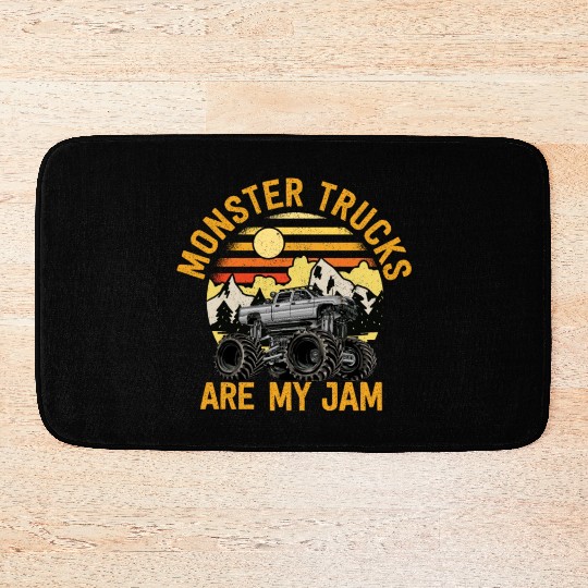 Monster Trucks Are My Jam Vintage Retro Bath Mats