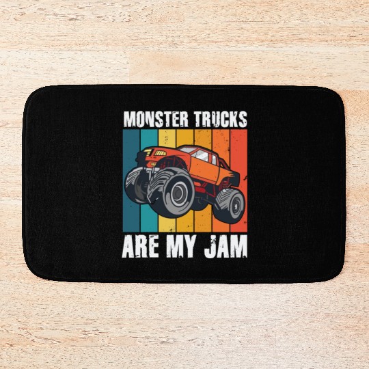 Monster Trucks Are My Jam Vintage Retro Bath Mats