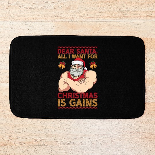Dear Santa Christmas Gym Training Holiday Workout Bath Mats