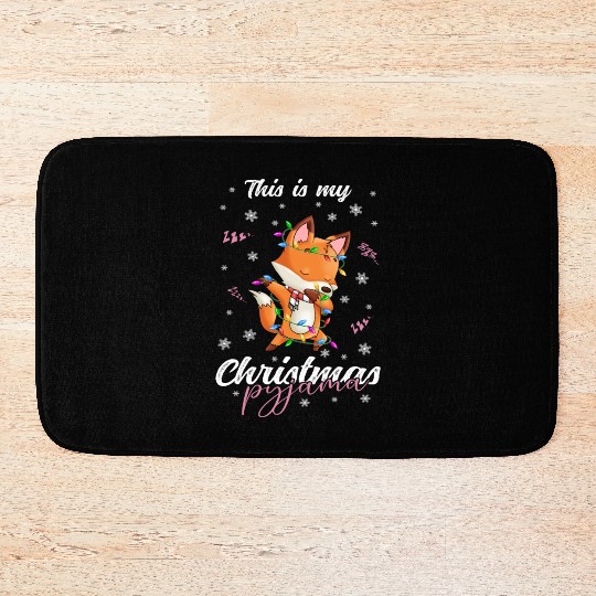 Winter Christmas Pyjama Fox Bath Mats