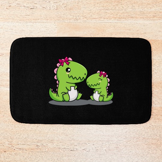 Big sister dino t-rex dinosaur sibling baby girls Bath Mats
