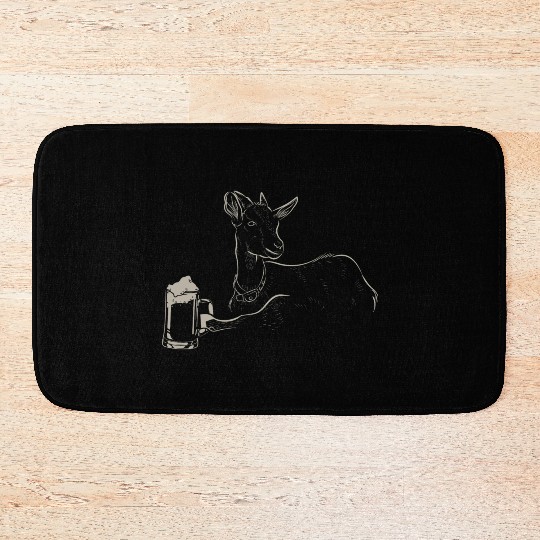 Goat Beer Drinking Men Beer Lover Bath Mats