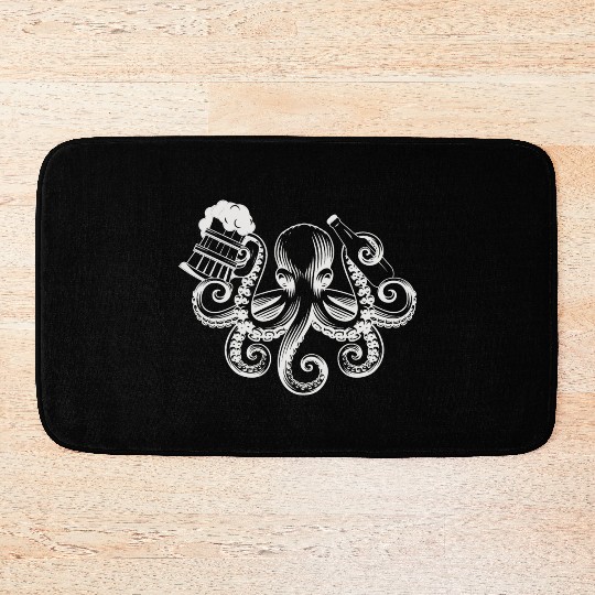Octopus Beer Drinking Men Beer Lover Bath Mats
