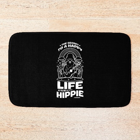 Rainbow dwarf hippie mushroom guitar Bath Mats