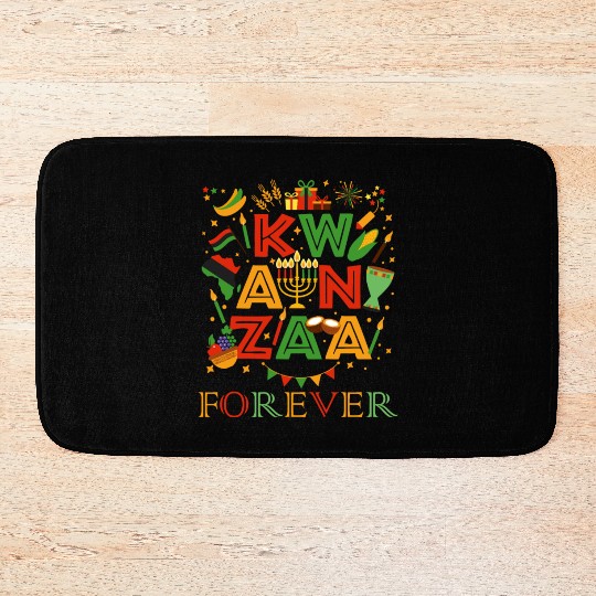 Happy Kwanzaa Forever Christmas Blessing Kinara Bath Mats