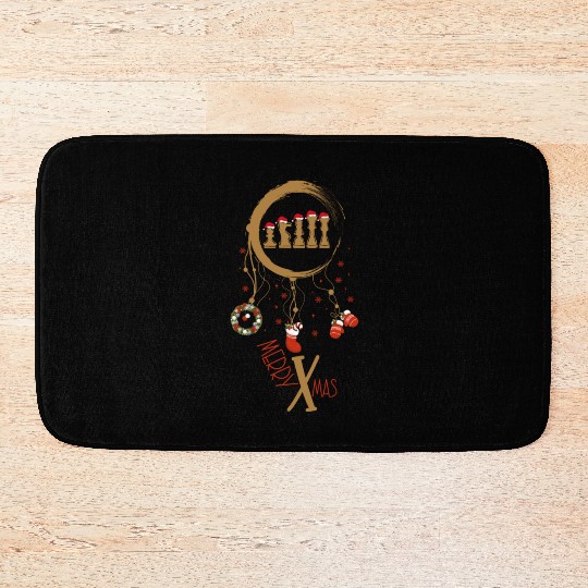 Winter dreamcatcher Christmas Chess Bath Mats