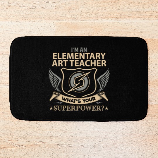 Elementary Art Teacher Bath Mats - Superpower Job Gi