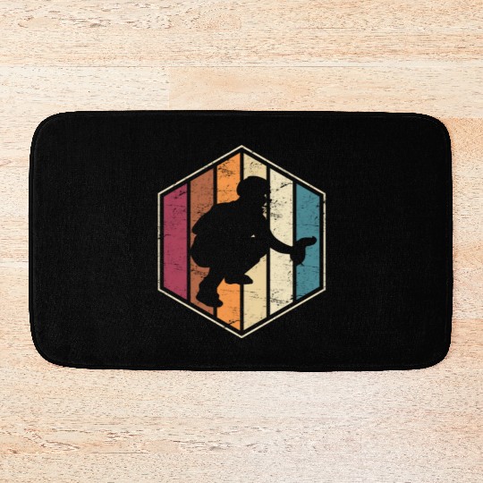 Vintage Baseball Catchers Baseball Catcher Softbal Bath Mats