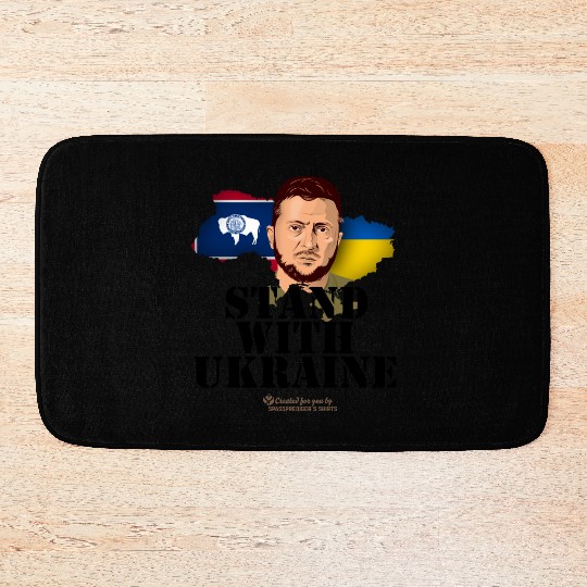 Ukraine Wyoming Flags Zelensky Bath Mats