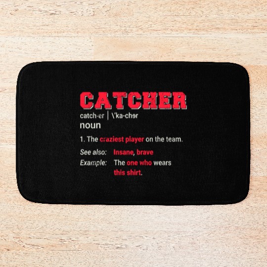 Baseball Catcher Softball Catcher Player Funny Def Bath Mats