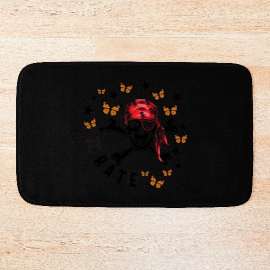 Halloween Math Teacher Bath Mats, Pi Rate Skull Humor