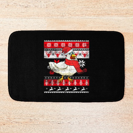 Farm Animal Farmer Gifts Ugly Christmas Chicken Bath Mats