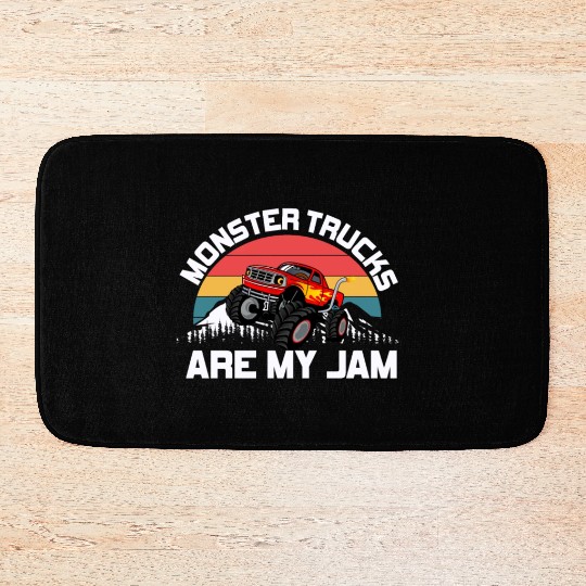 Monster Trucks Are My Jam Vintage Retro Bath Mats