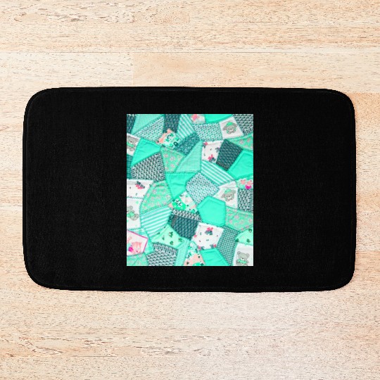 Green Baby Patchwork Sarilmak Pattern Teddy Bear Bath Mats