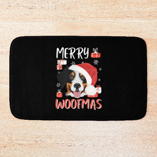 Bernese Mountain Dog Merry Christmas Bath Mats