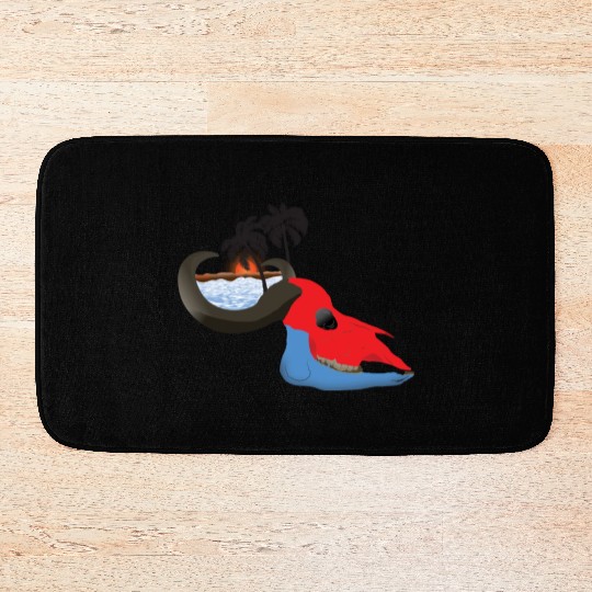 buffalo skull colorful Bath Mats