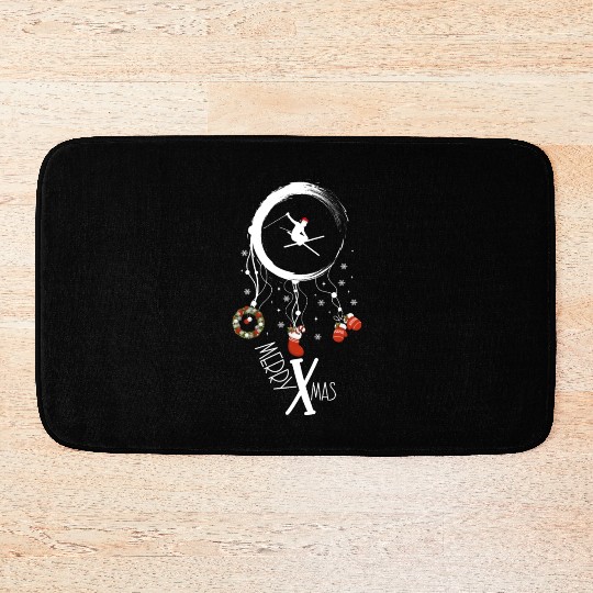 Winter dreamcatcher Christmas Skiing Bath Mats