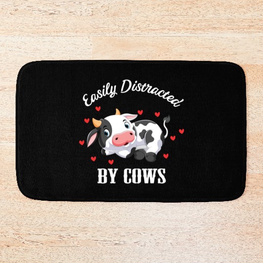 Easiliy Distracted By Cows Cute Farmer Farm Animal Bath Mats