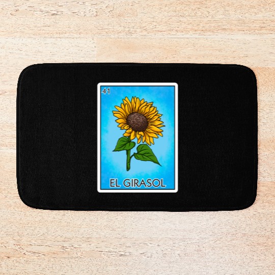 El Girasol Sunflower Card Mexican Lottery Card Bath Mats