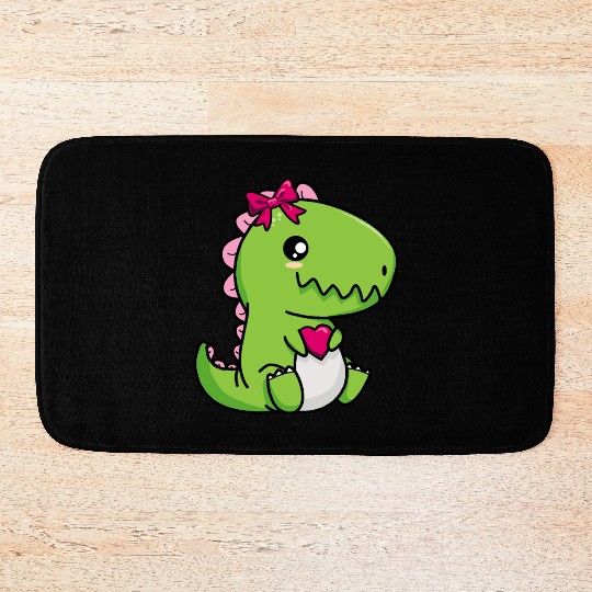 Big sister cute dino siblings boy girl heart love Bath Mats