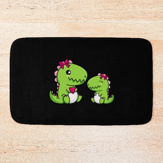 Big sister brother dino siblings boy girl heart Bath Mats