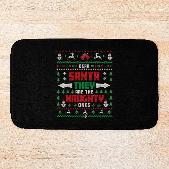 Funny Santa Claus Siblings Ugly Christmas Saint's Bath Mats